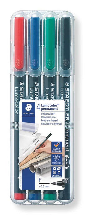 Best Value Staedtler 318 WP4 Lumocolor Universal Permanent Fine Pens - Assorted Colours