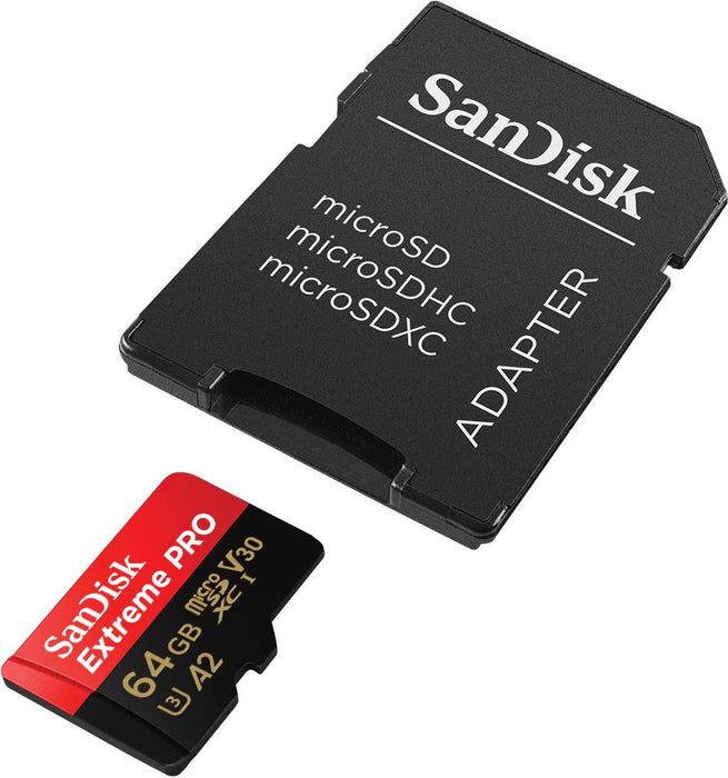 Best Value SanDisk Extreme Pro 64 GB microSDXC Memory Card + SD Adapter with A2 App Performance + Rescue Pro Deluxe 170 MB/s Class 10, UHS-I, U3, V30