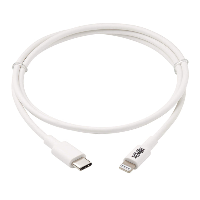 Tripp Lite Lightning to USB C Sync / Charging Cable Apple iPhone iPad USB Type C USB-C USB Type-C 3ft - USB cable - 24 pin USB-C (M) to Lightning (M) - USB 2.0 - 20 V - 3 A - 90 cm - white