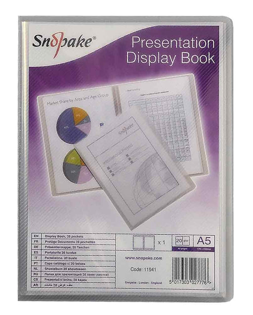 Best Value Snopake 11941 A5 Presentation Display Book with 20 Pockets - Clear (1 Piece)