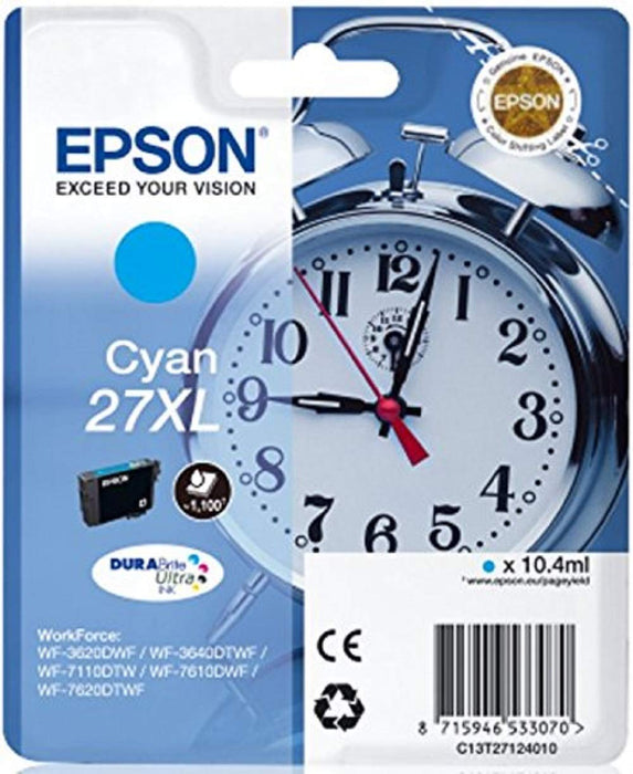 Best Value Epson Alarm Clock No.27 X-Large Series High Capacity Ink Cartridge, Cyan, Genuine, Amazon Dash Replenishment Ready