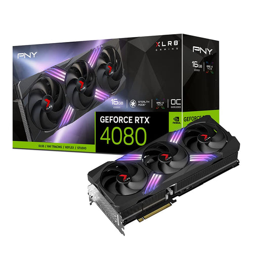 PNY XLR8 GeForce RTX 4080 16GB Gaming VERTO EPIC-X RGB Overclocked Triple Fan - Graphics card - GeForce RTX 4080 - 16 GB GDDR6X - PCIe 4.0 x16 - HDMI, 3 x DisplayPort