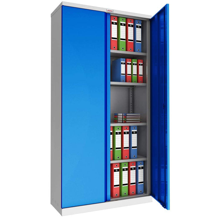 Phoenix SCL Series 2 Door 4 Shelf Steel Storage Cupboard Grey Body Blue Doors with Key Lock SCL1891GBK