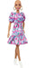 Barbie Fashionista - Floral Pink Dress with Puffed Sleeves Bald Doll NR150 //GYB03-9633