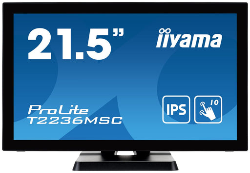 iiyama ProLite T2236MSC-B3 - LED monitor - 21.5" - touchscreen - 1920 x 1080 Full HD (1080p) - IPS - 250 cd/m² - 1000:1 - 5 ms - HDMI, VGA, DisplayPort - speakers - matte black