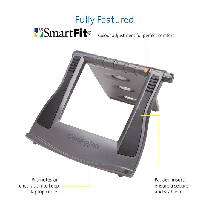 Best Value Kensington Easy Riser Portable Ergonomic Laptop Cooling Stand (12"-17") for Windows & Mac devices such as Dell, Toshiba, HP, Samsung, MacBook, Lenovo with Secure Fit and SmartFit System - Grey (60112)