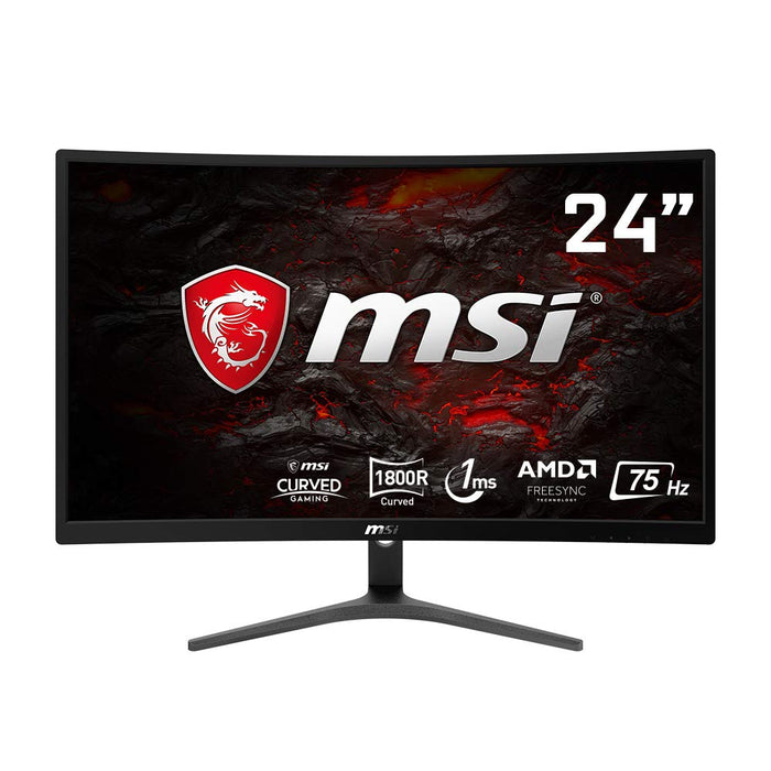 Best Value MSI Optix G241VC Curved Gaming Monitor 23.6 Inch, Full HD, VA, 75 Hz, 1 ms, 1920 x 1080, 1800R, VGA, HDMI, AMD FreeSync