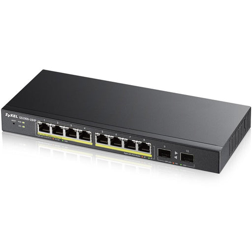 Best Value Zyxel 8-Port Gigabit PoE+ Smart Managed Switch with 77 Watt Budget - Fanless Design and 2 SFP Ports, Lifetime Warranty [GS1900-10HP]