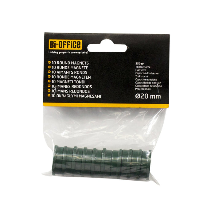 Best Value Bi-Silque Bi-Office 20 mm Round Magnet - Green (Pack of 10)