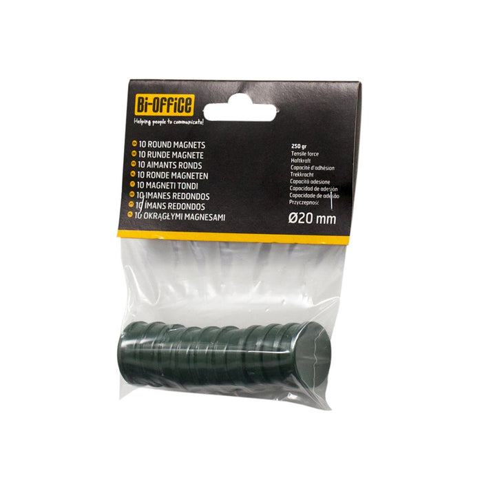 Best Value Bi-Silque Bi-Office 20 mm Round Magnet - Green (Pack of 10)