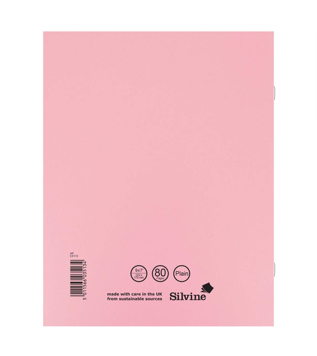 Best Value Silvine Exercise Book Plain 75gsm 80 Pages 229x178mm Pink EX112 [Pack of 10]