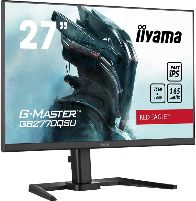 iiyama G-MASTER Red Eagle GB2770QSU-B5 - LED monitor - 27" - 2560 x 1440 WQHD @ 165 Hz - Fast IPS - 400 cd/m² - 1000:1 - HDR400 - 0.5 ms - HDMI, DisplayPort - speakers - matte black