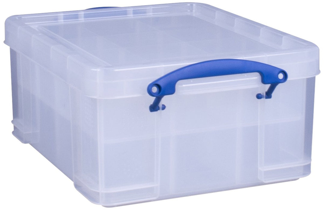 Best Value Really Useful Storage Box 21 Litre Storage Box with 2 Trays Clear