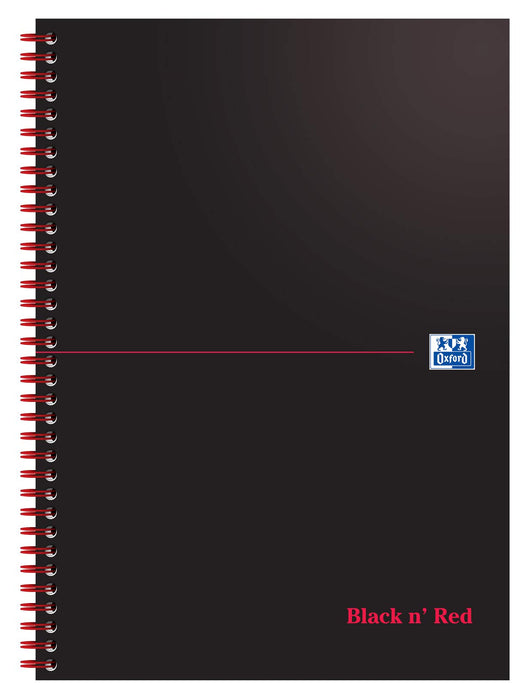 Best Value Oxford Black n' Red A4 Card Cover Wirebound Notebook, Ruled, 100 Page, 1 Notebook