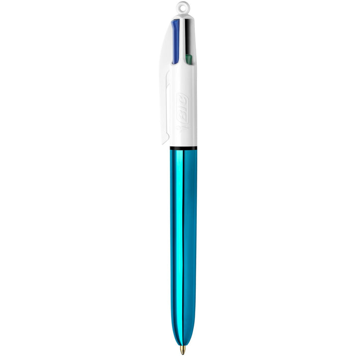 Best Value BIC 4 Colours Shine Ballpoint Pens - Metallic Blue Body, Box of 12