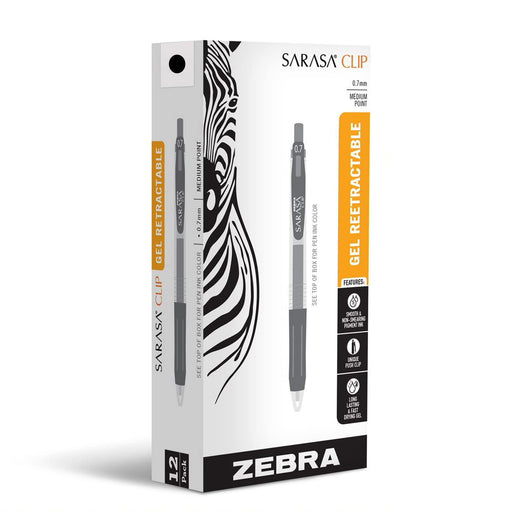 Zebra Sarasa Clip Eco Gel Pen Medium Point Black (Pack 12) 14321