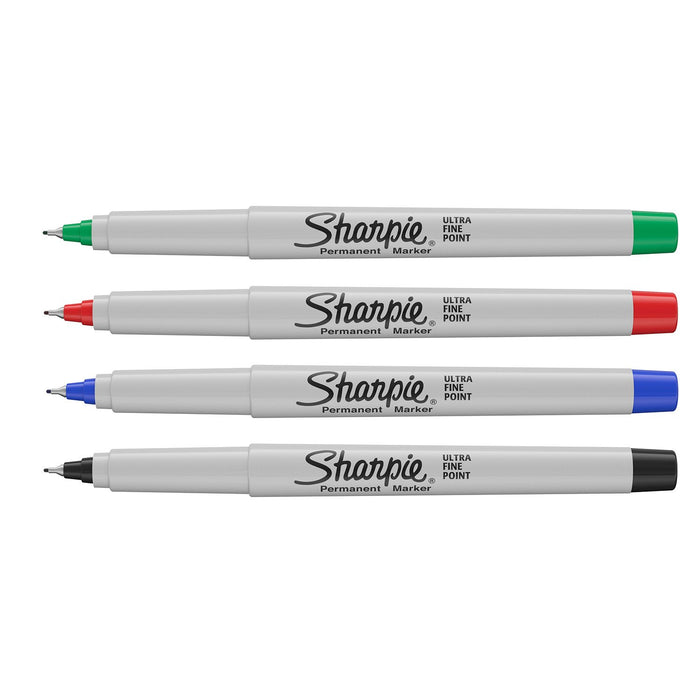 Best Value Sharpie Permanent Markers, Ultra-Fine Tip, Assorted Standard Colours, Pack of 4