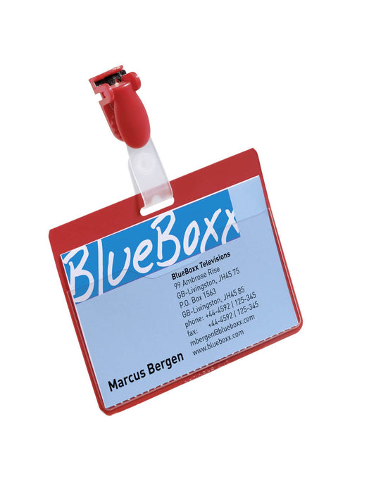 Best Value Durable 60 x 90 mm Name Badge with Clip - Red (Pack of 25)