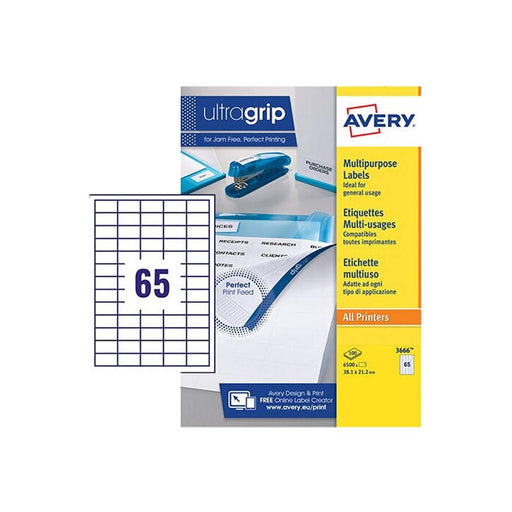 Best Value Avery 3666 self-adhesive Multipurpose/copier Labels, 65 labels per A4 Sheet