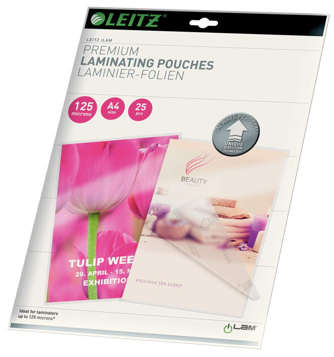 Best Value Leitz 74820000 Laminating Pouches Made of 125 Micron Thick Materia (Transparent, Glossy, A4 and UDT) - Pack of 25