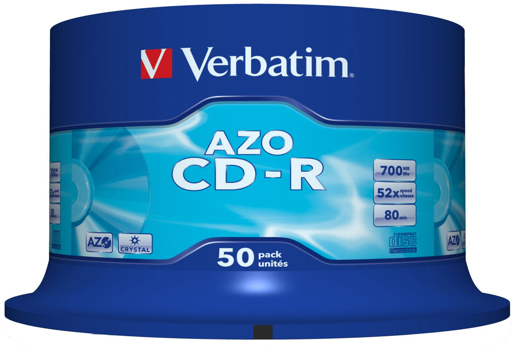 Best Value Verbatim 43343 700MB 52x CD-R AZO Crystal 50 Pack Spindle