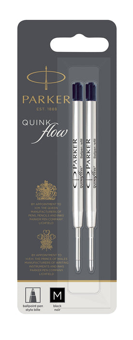 Best Value Parker Quinkflow Ball Pen Refill Medium Nib Black, Pack of 2