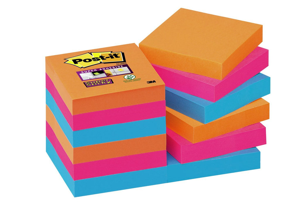 Best Value Post-it 7100041909 Super Sticky Notes, 47.6mm x 47.6mm, Bangkok Colour Collection, 12 pads, 90 sheets per pad