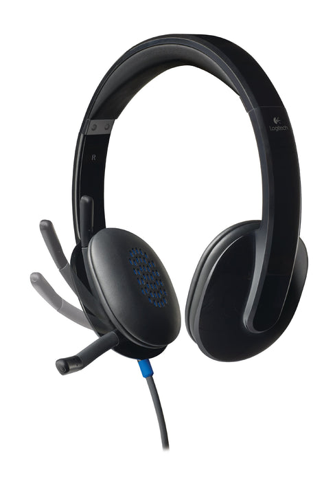 Best Value Logitech H540 Wired Headset, Stereo Headphone with Noise-Cancelling Microphone, USB, On-Ear Controls, Mute Indicator Light, PC/Mac/Laptop - Black