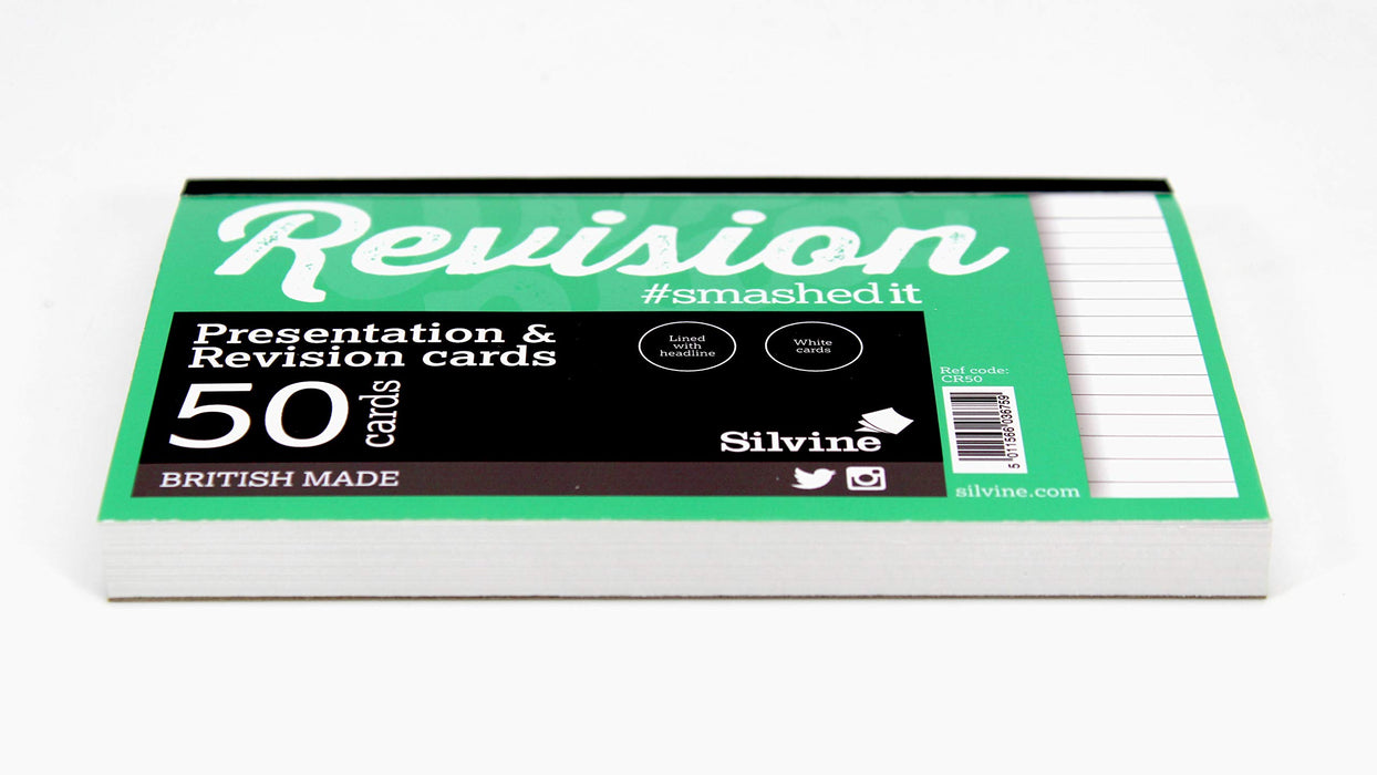 Best Value Silvine Luxpad 6x4" Gluebound Revision & Presentation Cards - White. 50 Cards Per Pad, Lined with Headline.