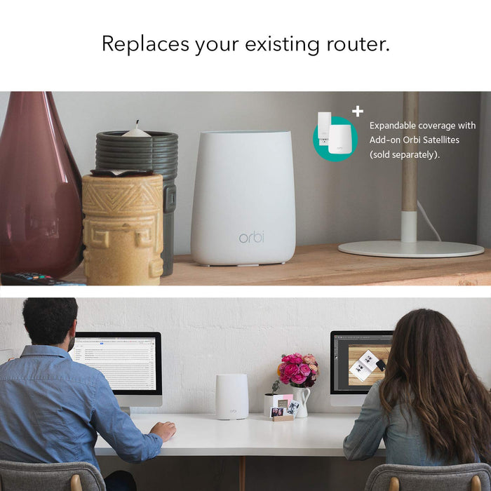 Best Value NETGEAR RBR20 Orbi Whole Home Mesh Wi-Fi Network (Up to 1500 sq ft Coverage), Tri-Band AC2200 (2.2 Gbps)