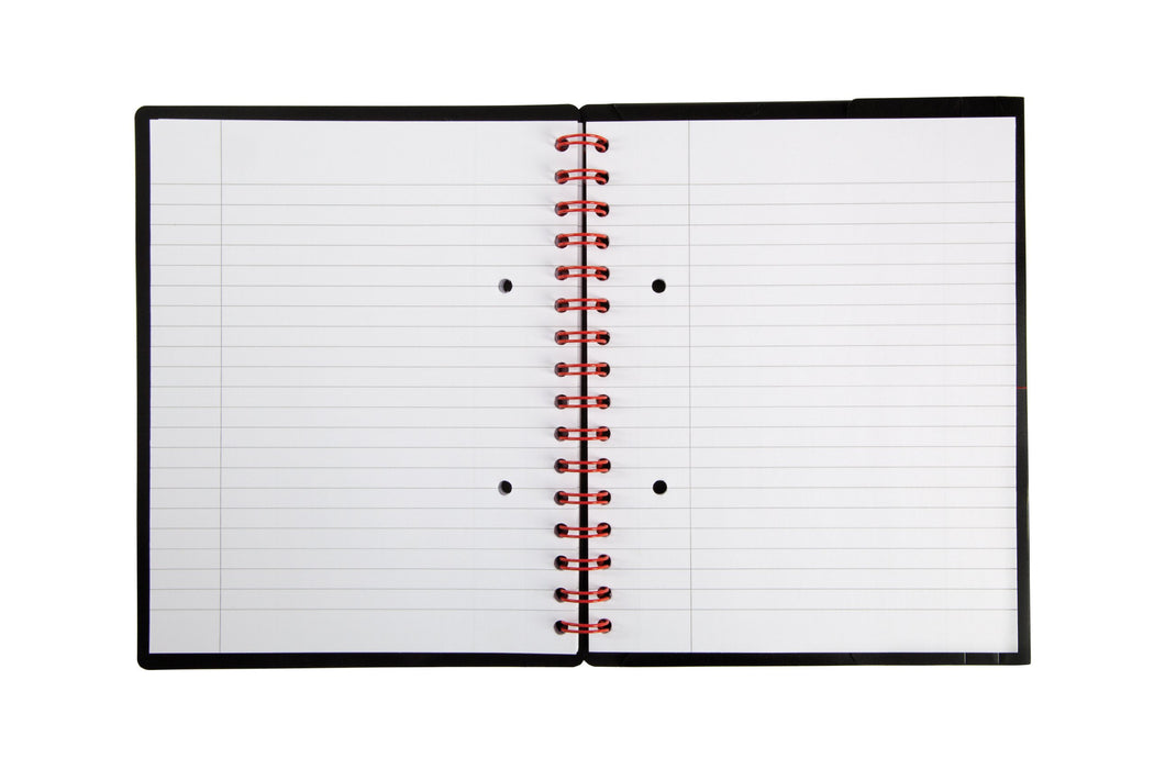 Best Value Oxford Black n' Red A5+ Poly Cover Wirebound Meeting Book, Ruled with Margin Notebook Including Rear Storage Envelope, 160 Page, 1 Notebook