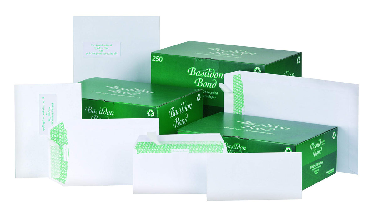 Best Value Basildon Bond C5 Recycled White 120gsm Window Peel & Seal Pocket, Box 500 Envelopes