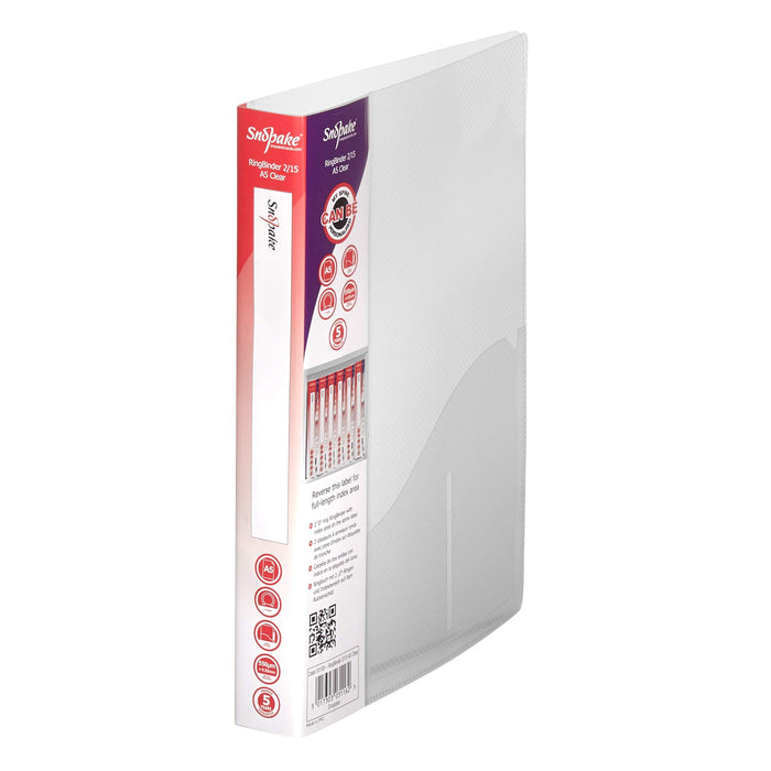 Best Value Snopake 10108 2 Ring 15mm Capacity A5 Ring Binder Clear (Pack of 10)