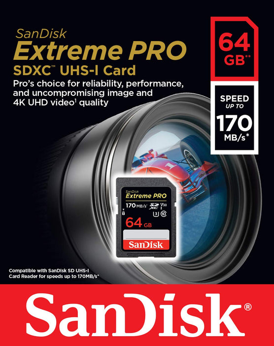 Best Value SanDisk Extreme PRO 64GB SDXC Memory Card up to 170MB/s, Class 10, U3, V30