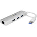 Best Value StarTech 3-Port Portable Aluminium USB 3.0 Hub with Gigabit Ethernet Adapter - Silver/White