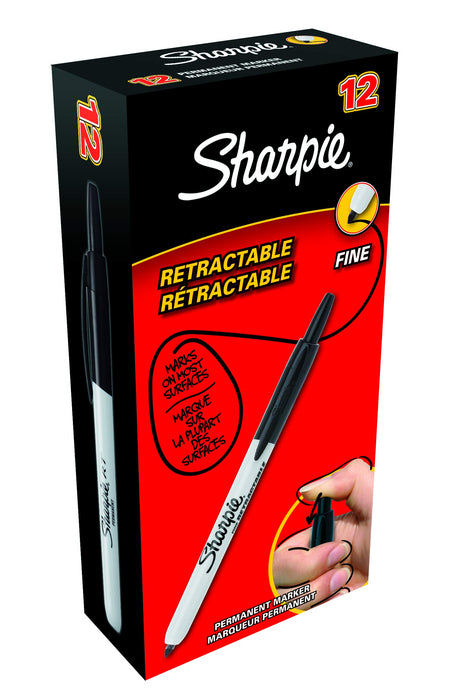 Best Value Sharpie Retractable Permanent Marker Fine Tip - Black (Box of 12)