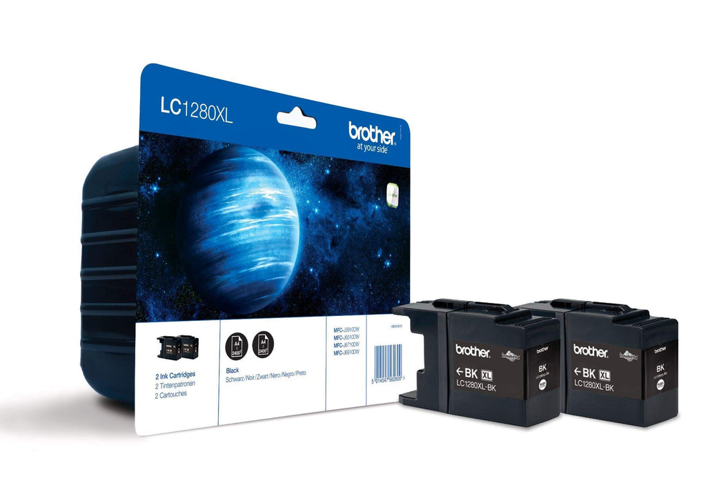 Best Value Brother LC-1280XLBK Inkjet Cartridges, Twin Pack, High Yield, Black, Brother Genuine Supplies