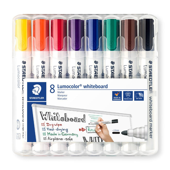 Best Value Staedtler 351 WP8 2 mm Lumocolor Bullet Tip Whiteboard Marker - Assorted Colours (Pack of 8)