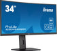 iiyama ProLite XCB3494WQSN-B5 - LED monitor - curved - 34" - 3440 x 1440 UWQHD @ 120 Hz - VA - 300 cd/m² - 3000:1 - 0.4 ms - HDMI, DisplayPort, USB-C - speakers - matte black