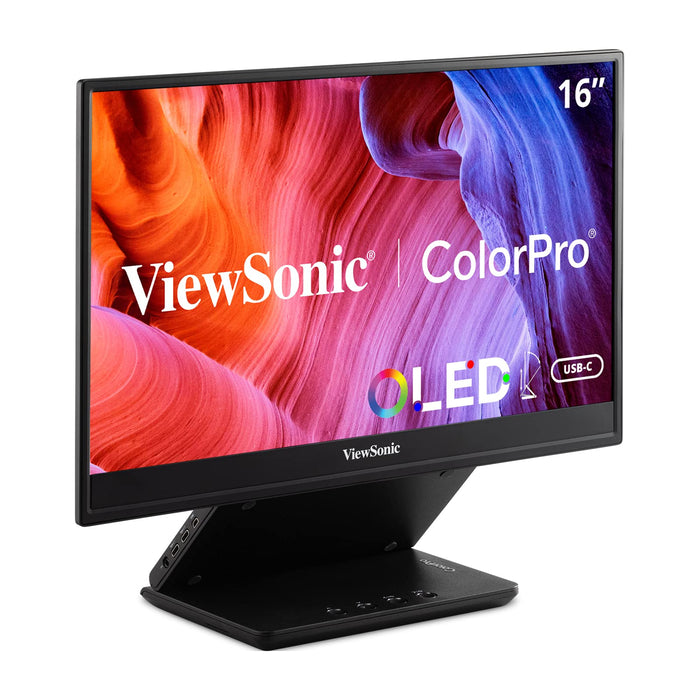 ViewSonic ColorPro VP16-OLED - OLED monitor - 16" (15.6" viewable) - portable - 1920 x 1080 Full HD (1080p) @ 60 Hz - 400 cd/m² - 100000:1 - 1 ms - Micro HDMI, 2xUSB-C - speakers