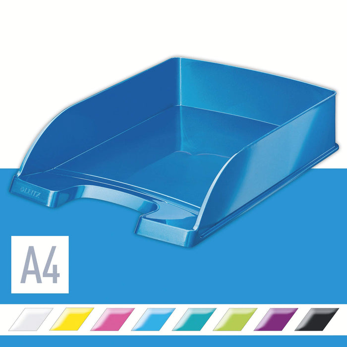 Best Value Leitz A4 Letter Tray, Metallic Blue, WOW Range, 52263036