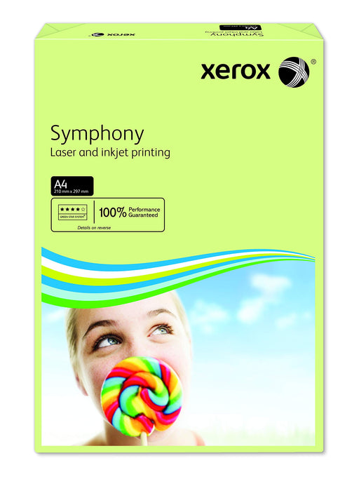 Best Value Xerox Symphony Coloured Paper Multifunctional Ream-Wrapped 80gsm A4 Green Ref 003R93965 [500 Sheets]