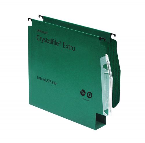 Best Value Rexel Crystalfile Extra Lateral File 275 PP 50mm Green PK25