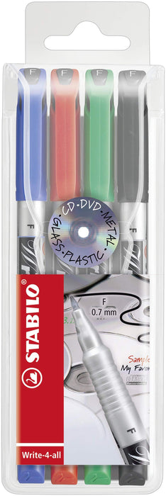 Best Value Permanent Marker - STABILO Write-4-all Wallet of 4 fine assorted colours