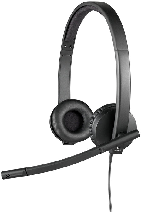 Best Value Logitech H570e Wired Headset, Stereo Headphones with Noise-Cancelling Microphone, USB, In-Line Controls with Mute Button, Indicator LED, PC/Mac/Laptop - Black