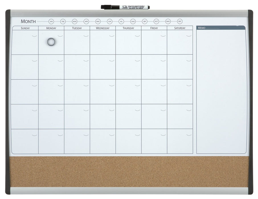 Best Value Rexel 1903813 Monthly Planner, Magnetic Dry Wipe Personal Whiteboard/Cork Noticeboard, 585 x 430 mm, Arched Frame, Includes Marker, Magnets and Fitting Kit, White