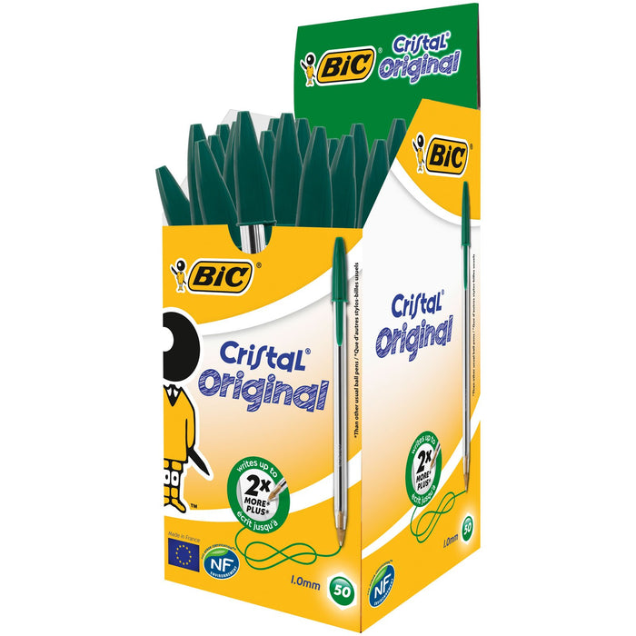 Best Value BIC Cristal Original Ballpoint Pens Medium Point (1.0 mm) - Green, Box of 50