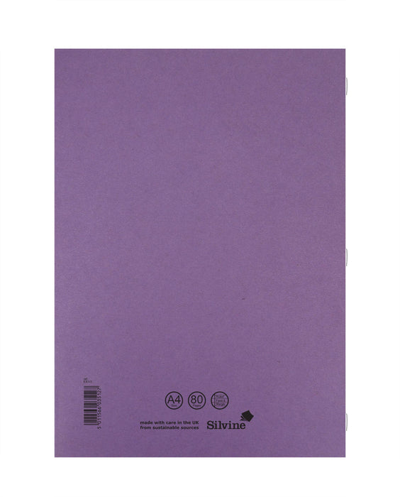 Best Value Silvine Exercise Book Ruled and Margin 80 Pages A4 Purple Ref EX111 [Pack of 10]