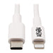 Tripp Lite Lightning to USB C Sync / Charging Cable Apple iPhone iPad USB Type C USB-C USB Type-C 3ft - USB cable - 24 pin USB-C (M) to Lightning (M) - USB 2.0 - 20 V - 3 A - 90 cm - white