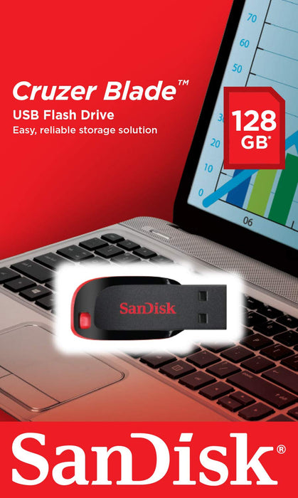 Best Value SanDisk SDCZ50-128G-B35 128 GB Cruzer Blade USB 2.0 Flash Drive - Black ( Standard Packaging )